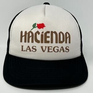 Vintage 80s Hacienda Casino Trucker Hat Cap Las Vegas Gambling Snapback Black
